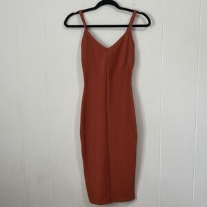 Femme Luxe Burnt Orange Ribbed Bodycon Dress NWT size 6